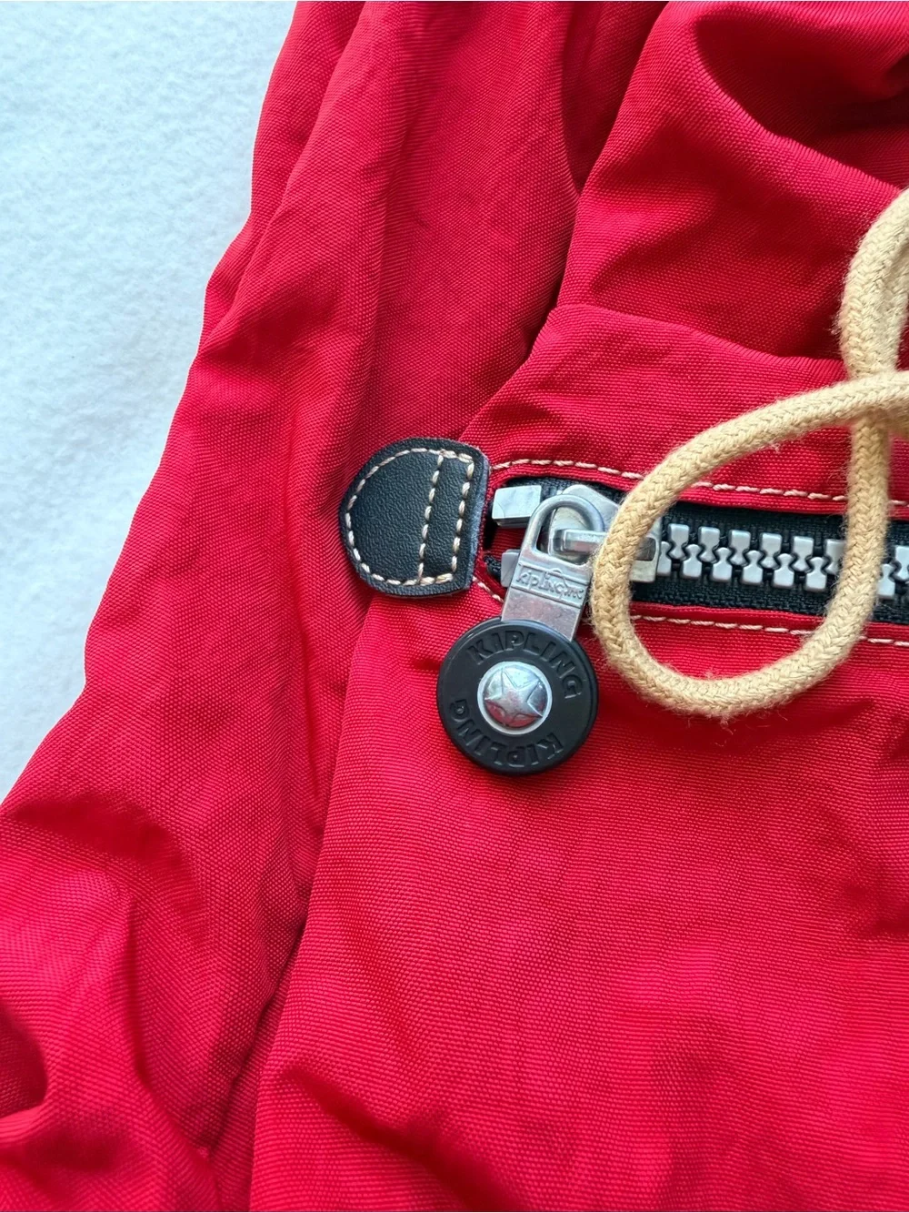 Kipling Canvas Medium Red Keeper Drawstring Backpack